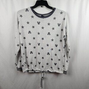 Disney Mickey Mouse / Star Women Pajama Top Long Sleeve Tie Heather Gray Size M
